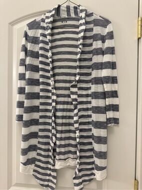 Striped Open-Front Women’s Cardigan Sweater